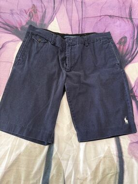 Polo by Ralph Lauren Navy Flat Front Cotton Shorts